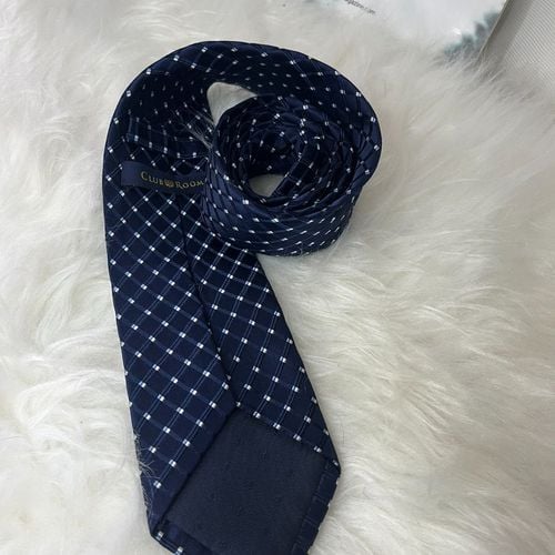 Gravata Azul Branca Masculina Social Classica Elegante 9Cm