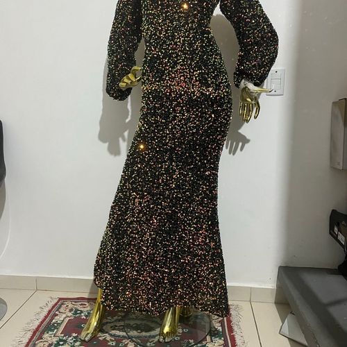 Vestido Paete Dourado Luxo Tubinho