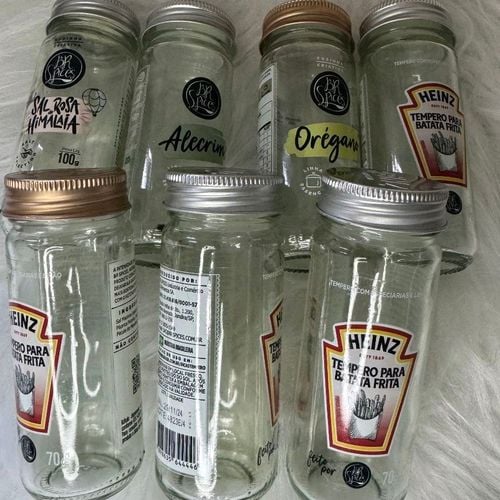 Kit 7 Potes De Vidro Para Condimentos