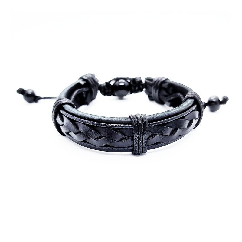 Pulseira Bracelete Ajustável Masculina em Couro Preto Fé Pronta Entrega |  Relógio Masculino Cj Modas Nunca Usado 68890843 | enjoei