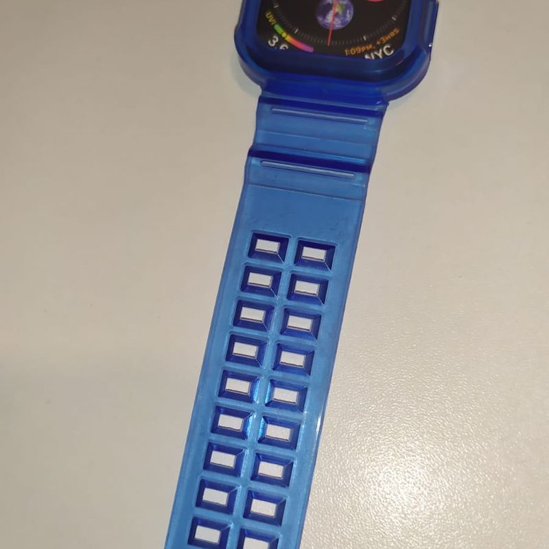 Pulseira Apple Watch Iwo 42/44mm Protetora Anti Impacto Azul Transparente  Nova Silicone G-shock | Relógio Masculino Importado Nunca Usado 81599310 