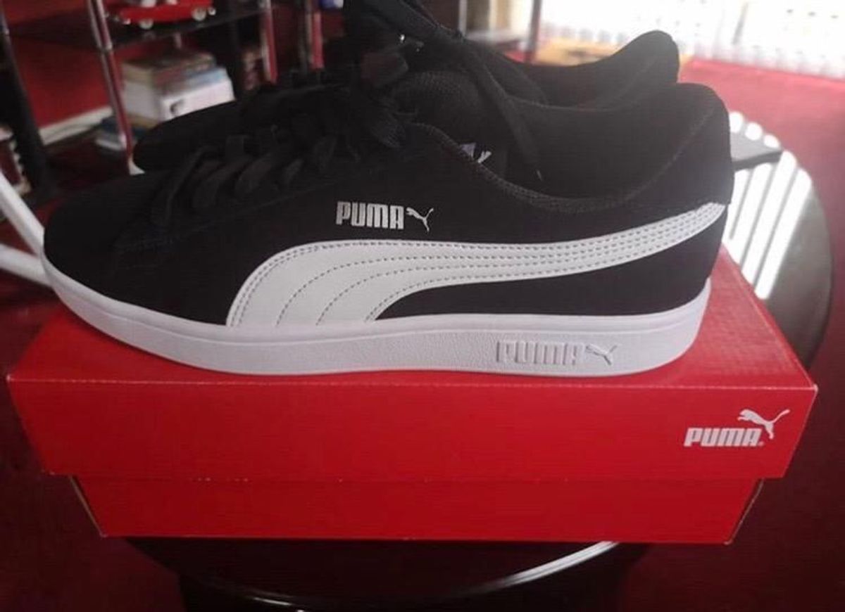 puma smash v2 preto e branco