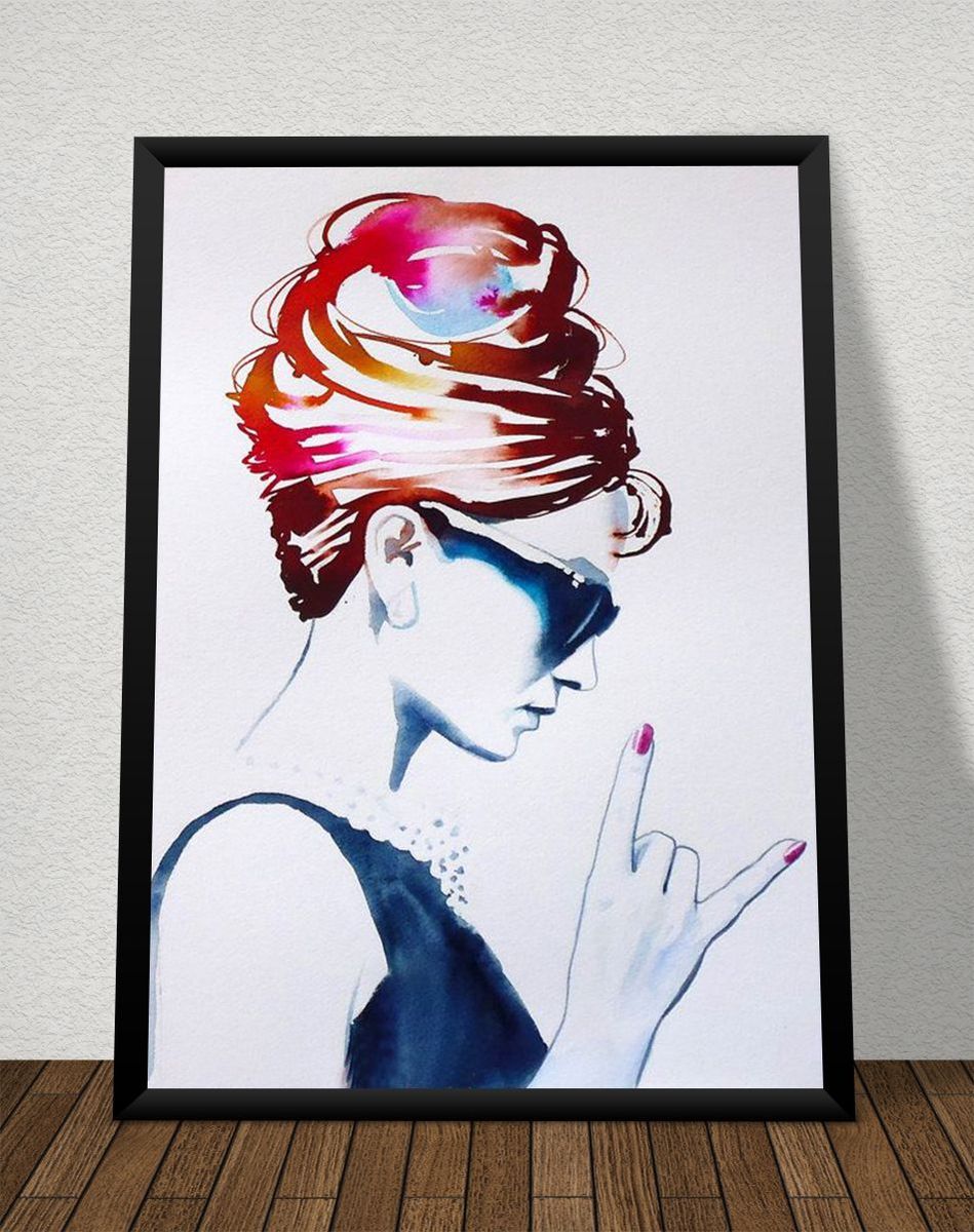 quadro audrey 42cm x 60cm - decoração tempobom