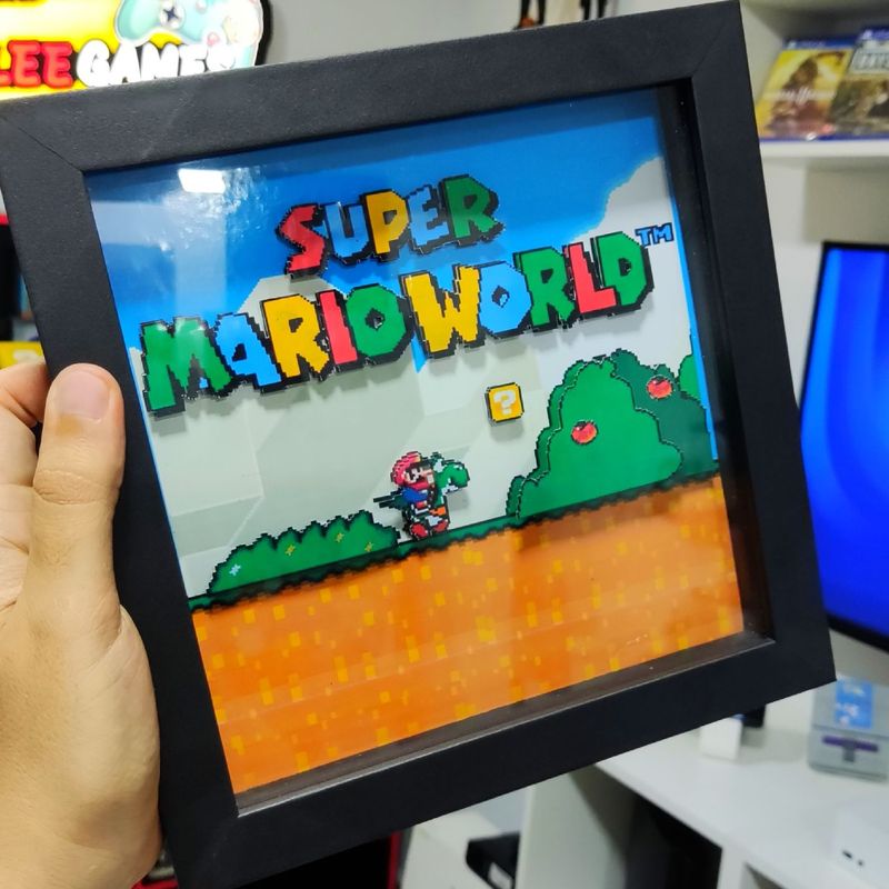 Oficina de quadros - Quadro diorama Mario bros 3D Peça única