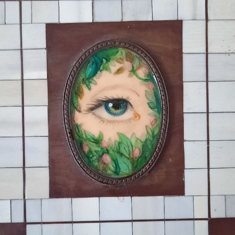 Quadro Lover Eye Madeira Marfim Vintage Antigo Olho Decoração