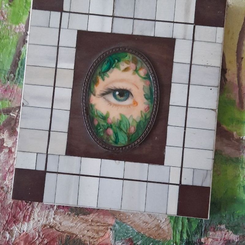 Quadro Lover Eye Madeira Marfim Vintage Antigo Olho Decoração