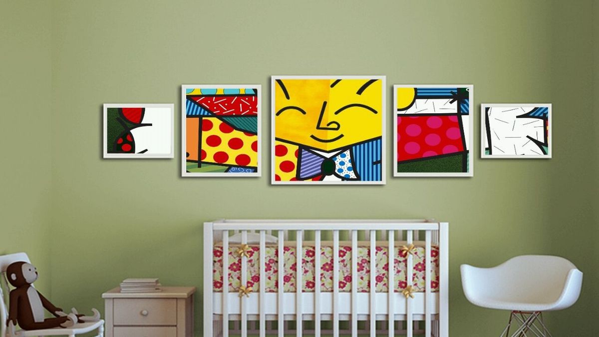 quadro o grande abraço mosaico molduras brancas 5 peças - decoração luciana decorações