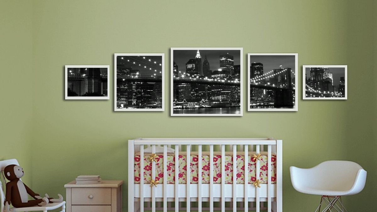 quadro ponte do brooklin mosaico 5 peças - decoração udinesequadros