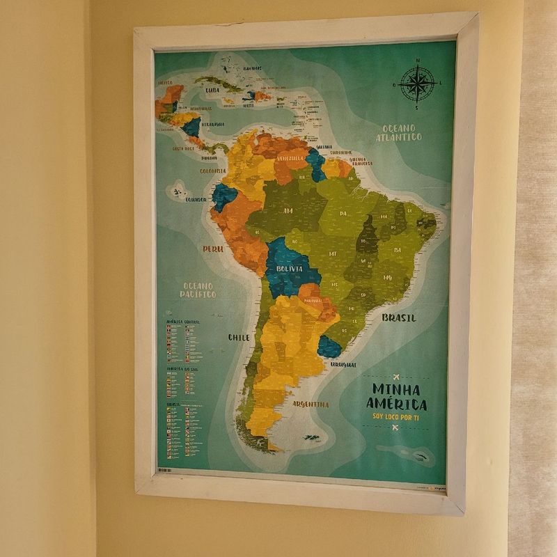Quadro Poster Mapa Mundi America Latina com Pins para Marcar Viagens, Item  de Decoração Viagema Nunca Usado 80574447