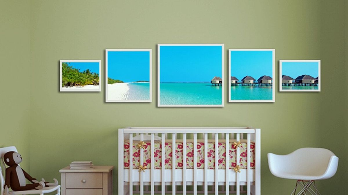 quadro praia molduras 5 peças - decoração luciana decorações