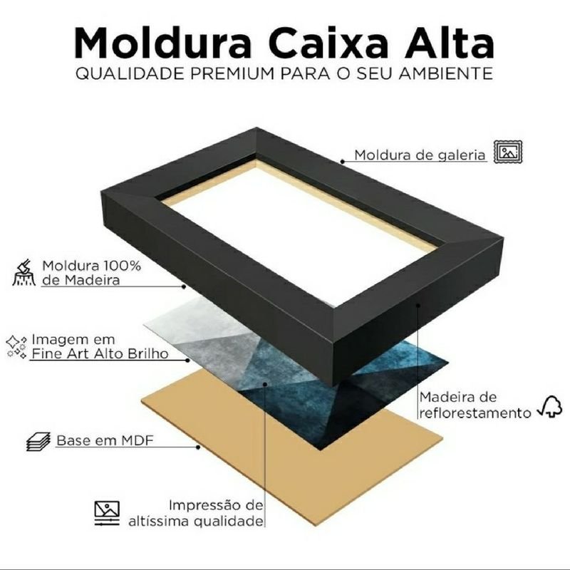 Conjunto Quadros Decorativos 3 Peças 25x25 Xadrez - Moldura Branca