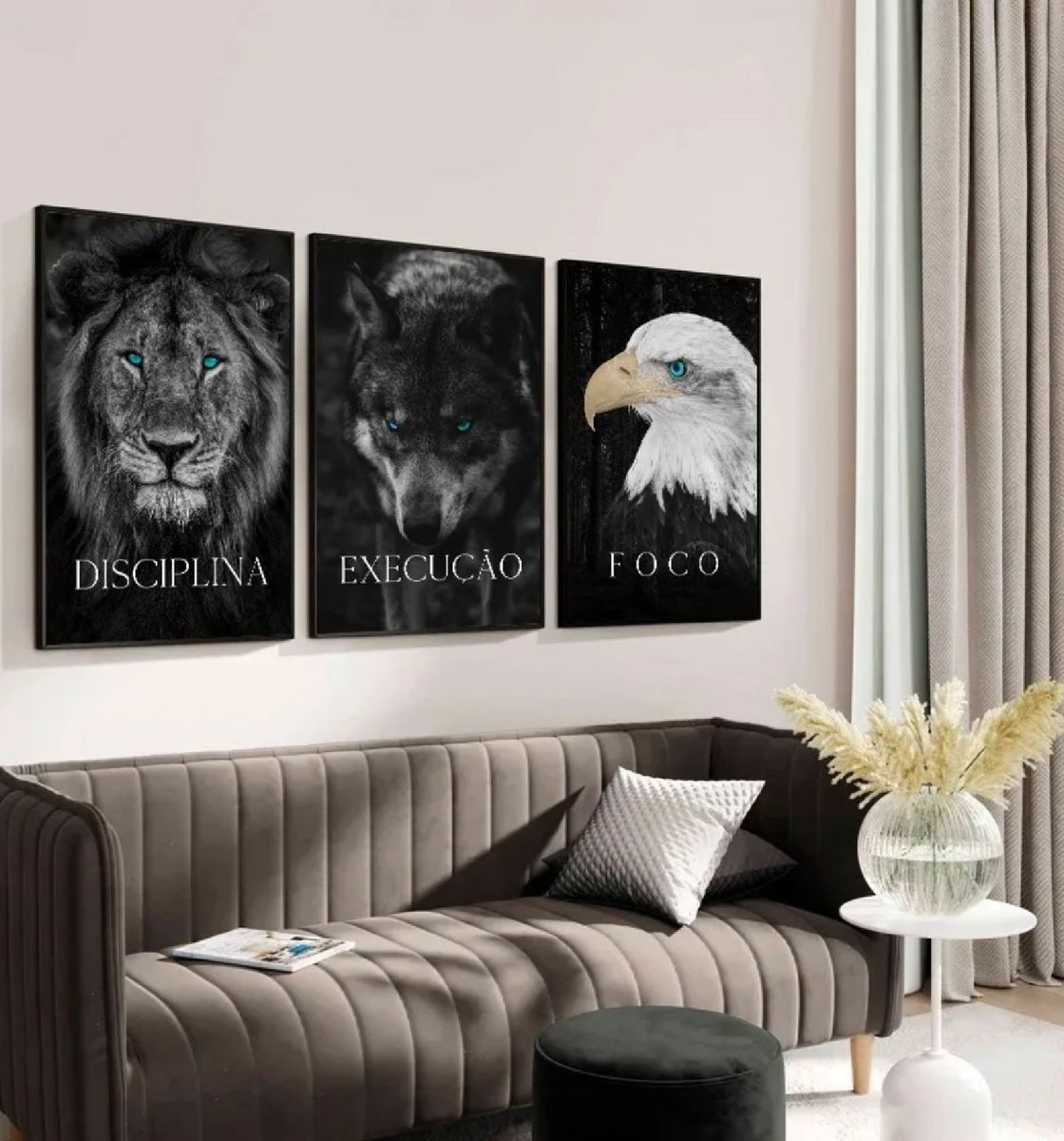 Quadros Decorativos Disciplina Execução Foco Moldura Preta Sala e