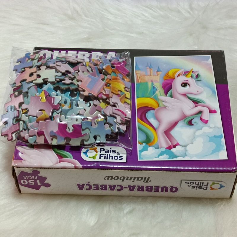 Jogo Quebra-cabeça Unicórnio Rainbow 150 Peças Cartonadas