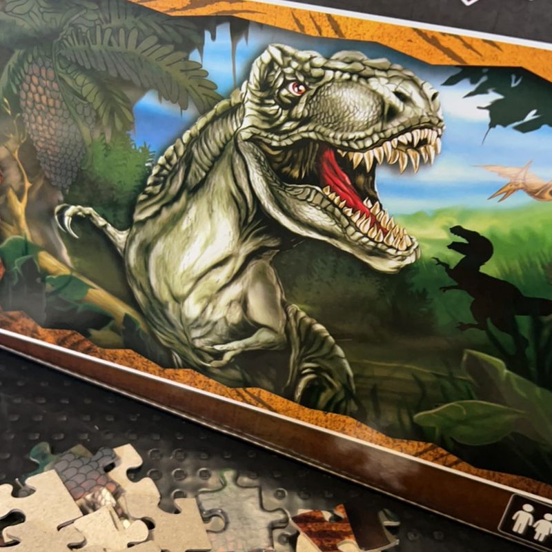 Jogo Quebra Cabeça Dinossauro T Rex Infantil Pais e Filhos 150