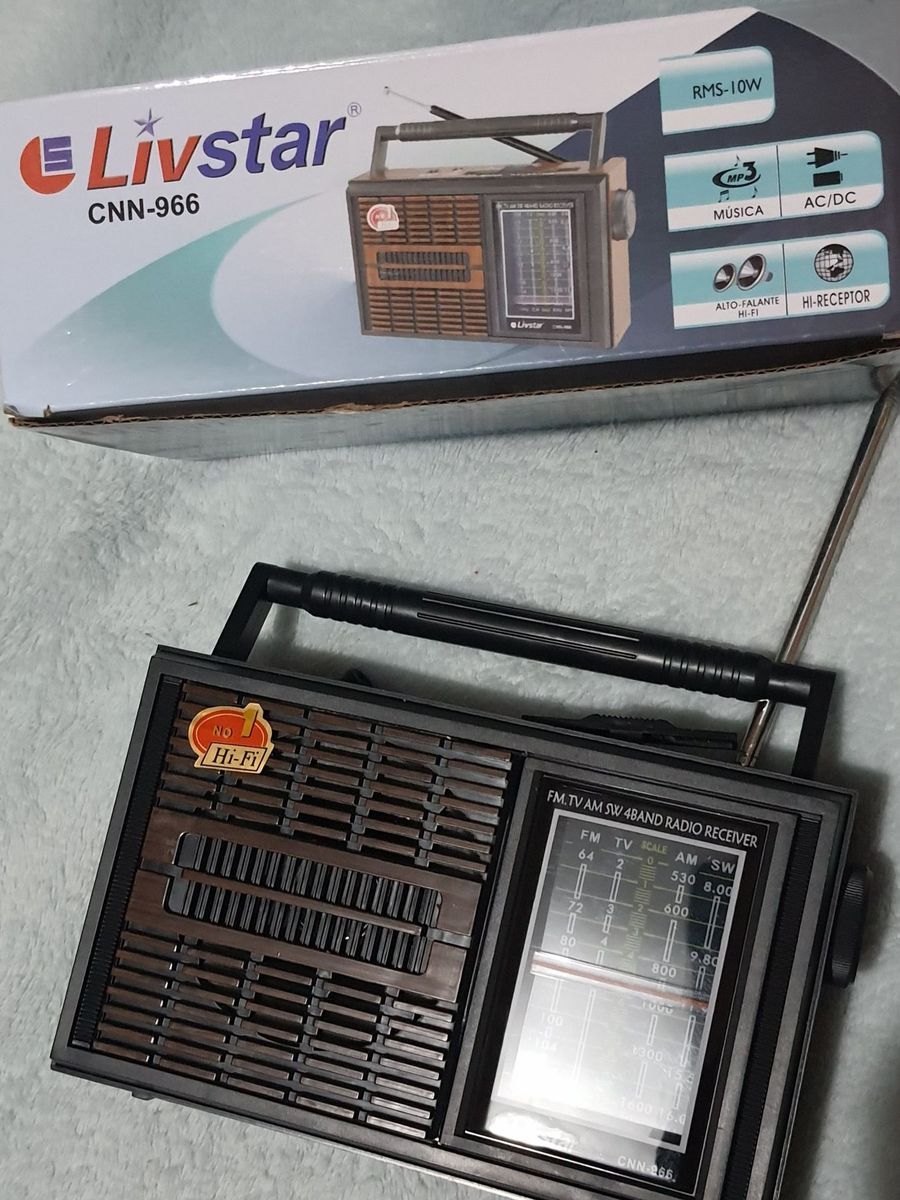 Radio Portátil Retro Am/fm Livstar Cnn 966 Am/fm Item de Música