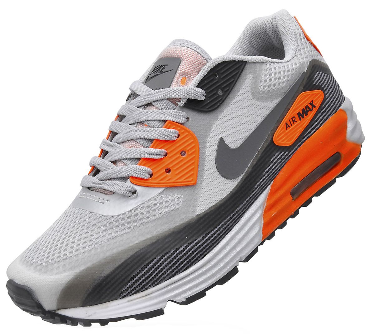 nike air max 90 laranja e cinza