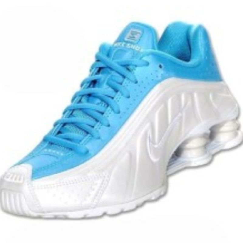 tenis nike shox azul e branco