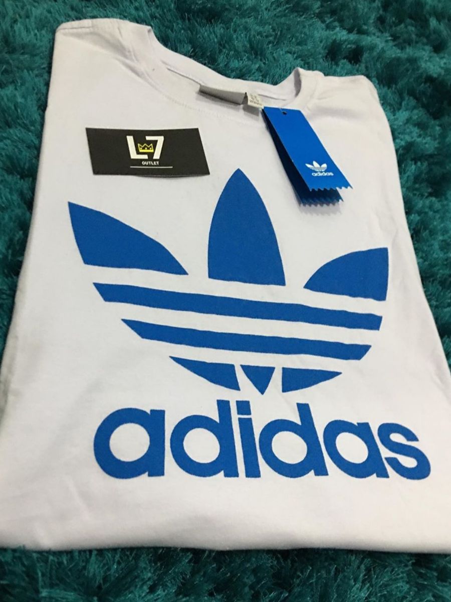 camisa adidas azul e branca
