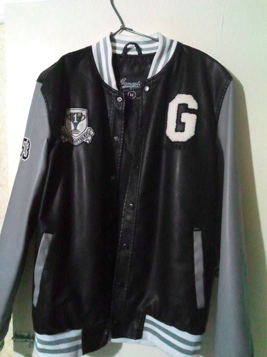 jaqueta de couro masculina gangster