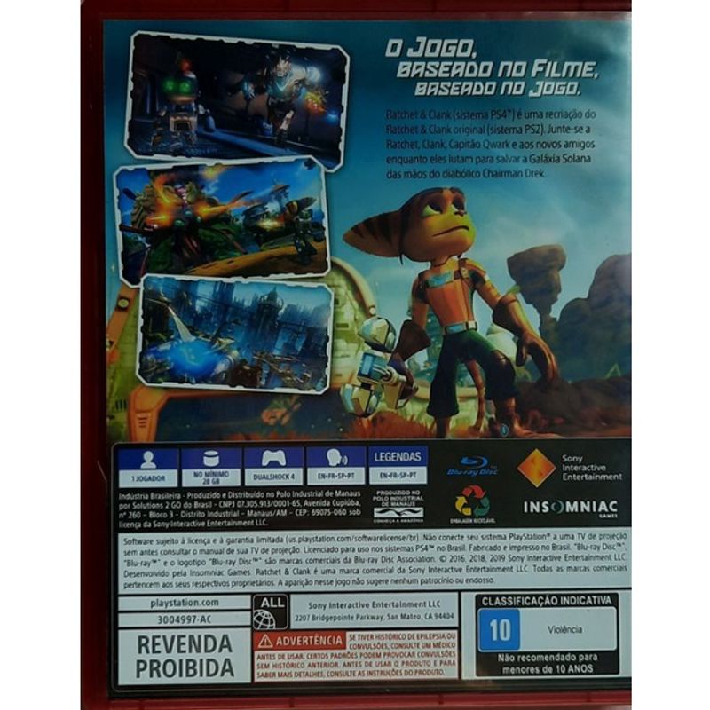 Jogo de PS4 Ratchet e Clank (MÍDIA FÍSICA)