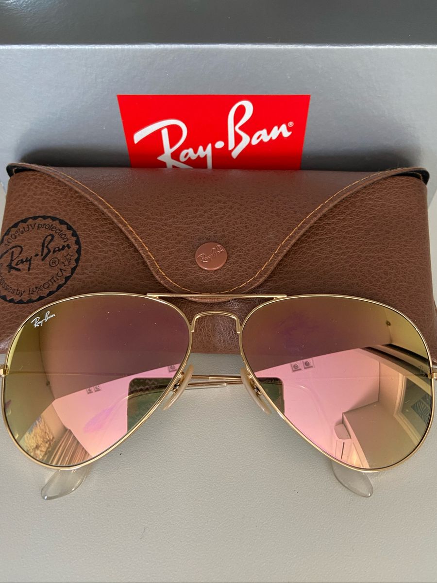 Rayban Aviador Espelhado Rosa | Óculos Feminino Ray Ban Usado 58014230 ...
