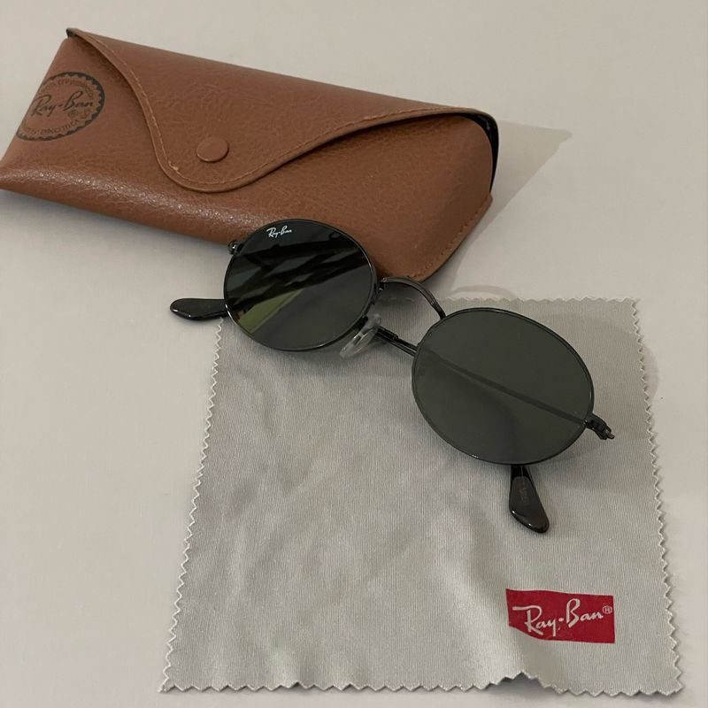 Ray ban sale oval sunglasses black