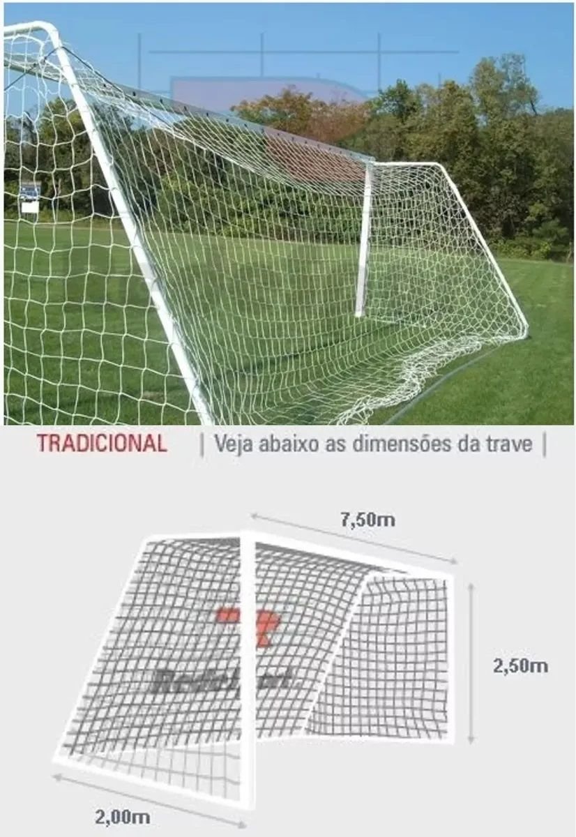 Par de Rede para Trave de Gol Futebol de Campo Fio 2 Tipo Véu