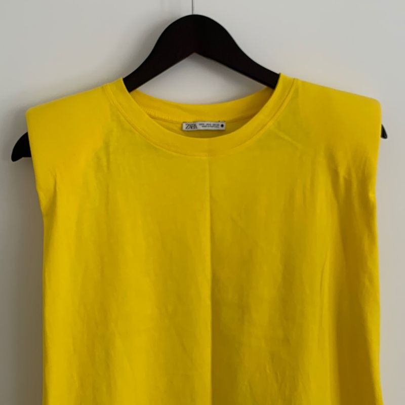 Blusa Zara Tecido Amarelo Neon Original - TKD35