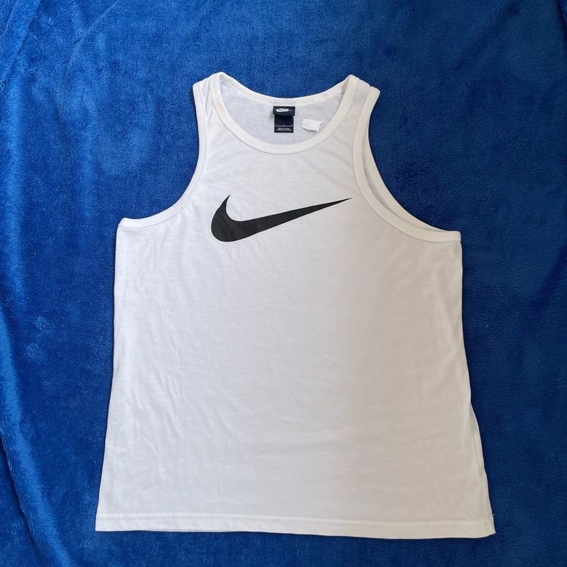 Regata Nike Original Branco Preto Logo Treino Camiseta  Academia Corrida Camiseta Masculina Nike Usado 97838925 enjoei