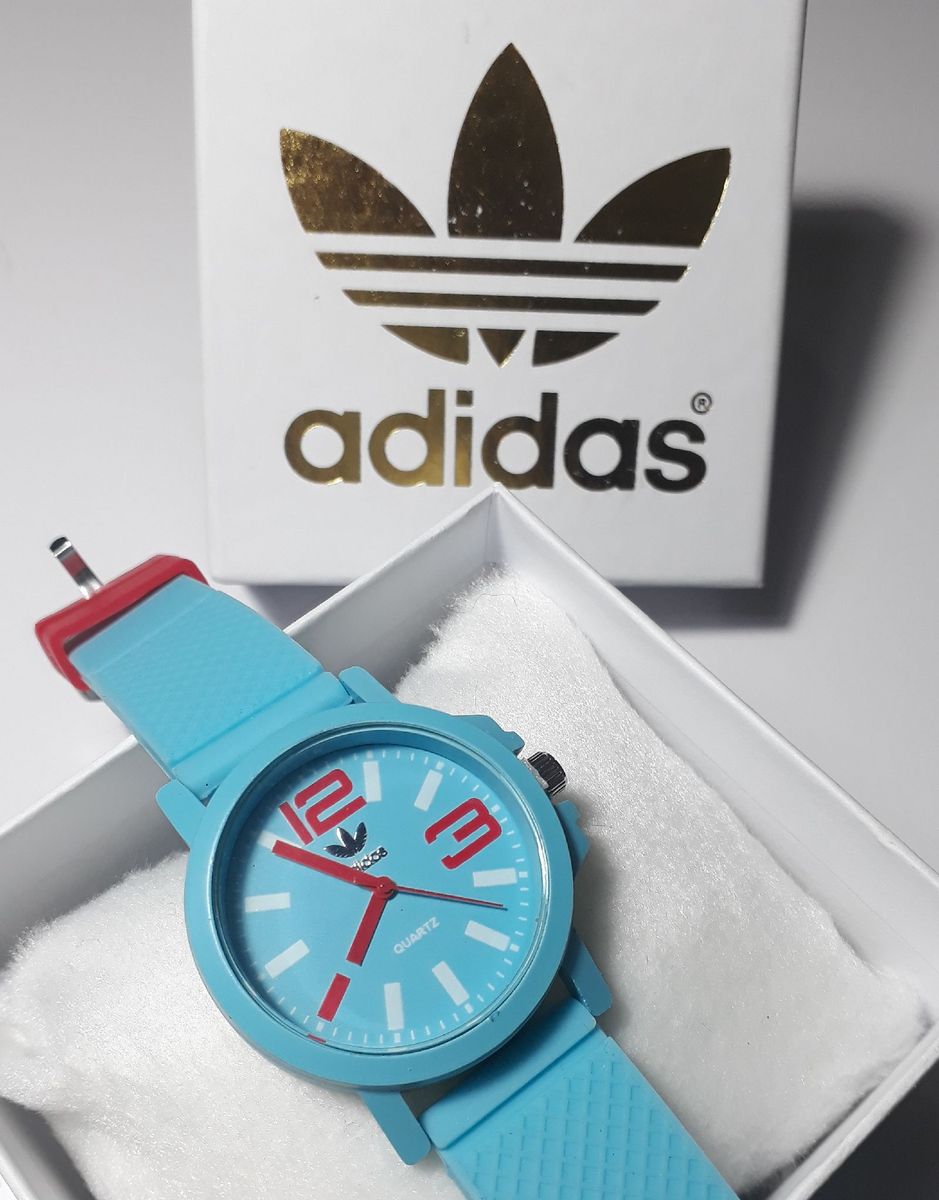 Relógio Adidas Azul Claro com Vermelho Novo Masculino Adidas Nunca Usado | enjoei