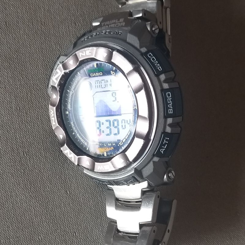 CASIO PRO TREK PRW-2500T シルバー Relogio Cassio Pro Trek Prw-2500-7 Titanium Solar | Casio Usado