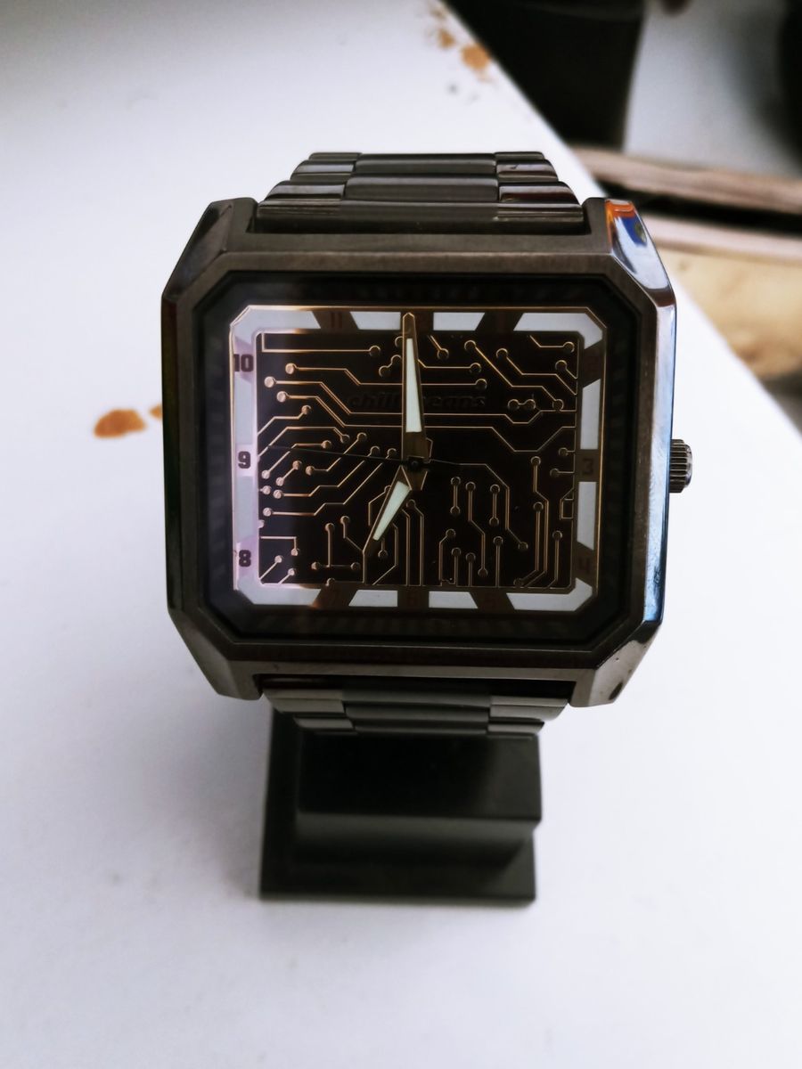 relógio chilli beans pulseira de couro larga