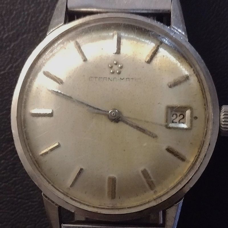 Relógio de Pulso Antigo Eterna Matic Calendário 1960 Masculino