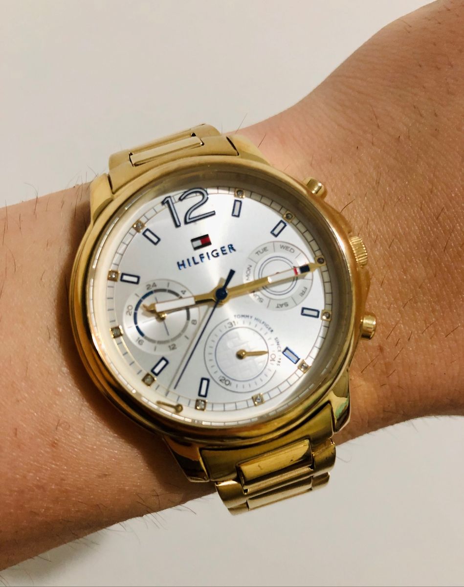 relogio tommy dourado masculino