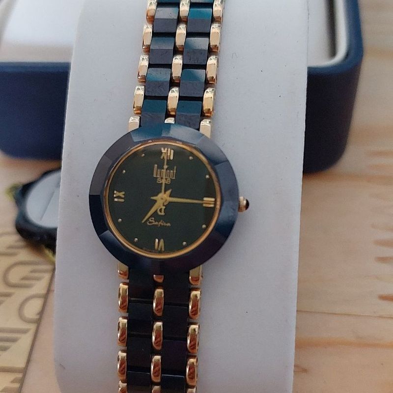 Relógio Dumont Saab Safira Novo (Sem Uso) Azul e Dourado Feminino
