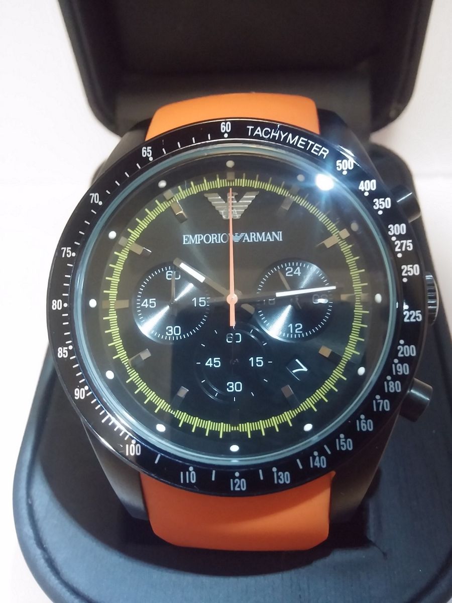 Emporio armani ar5987 orange chronograph watch new arrivals