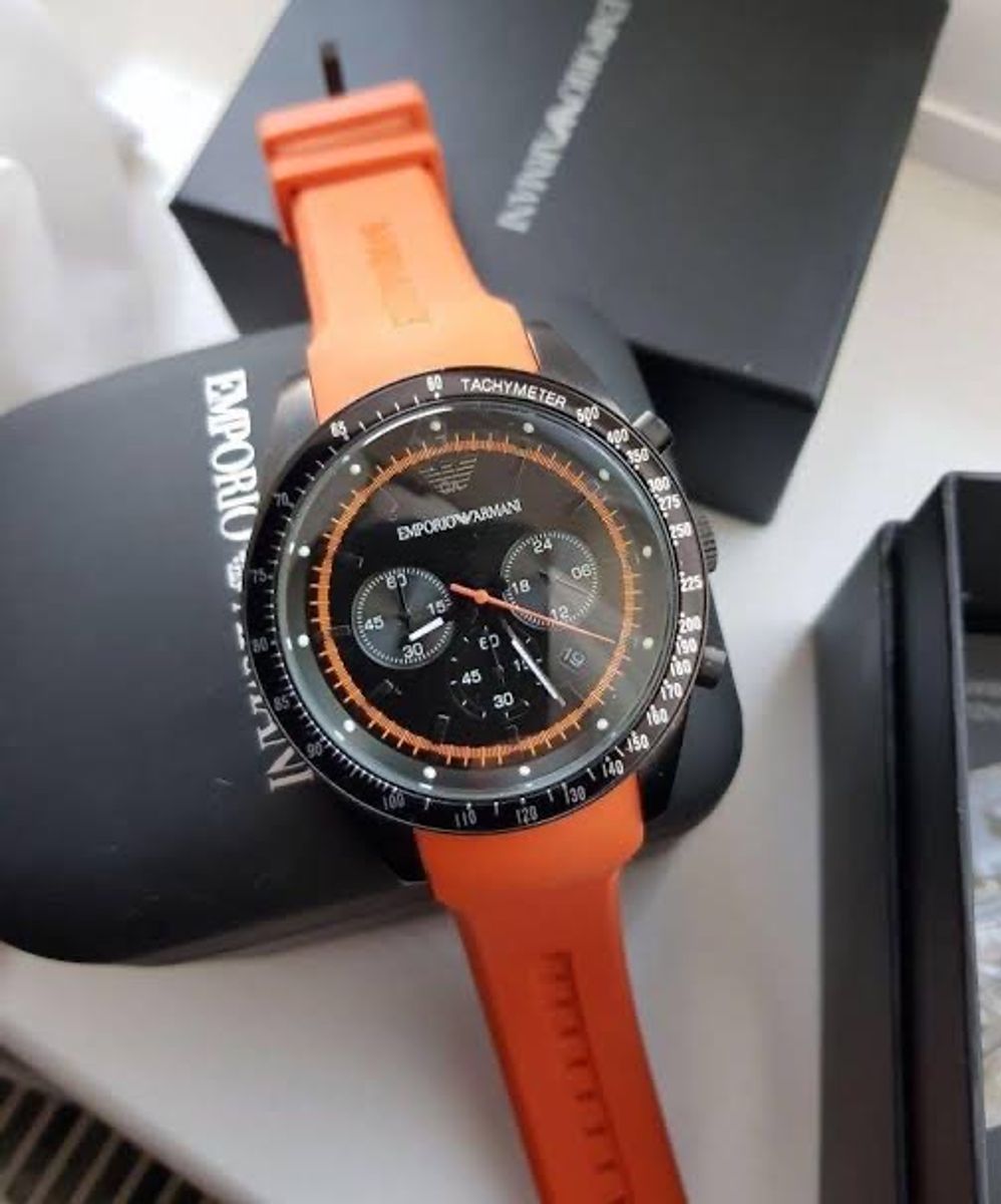 Emporio armani ar5987 orange chronograph clearance watch