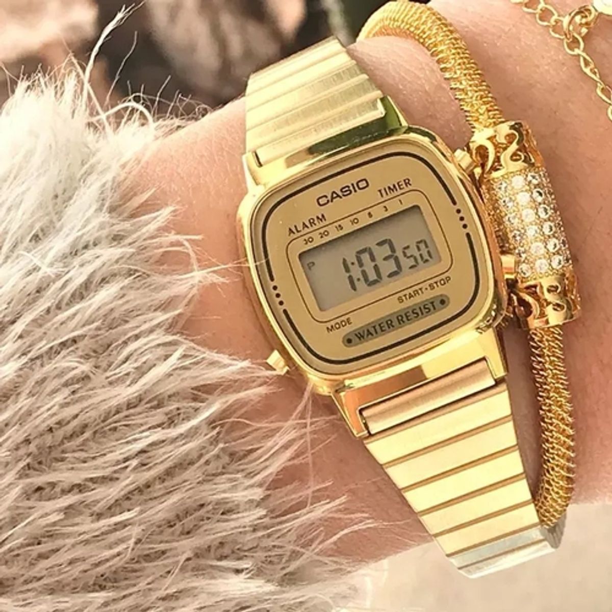 Relógio Feminino Digital Casio Vintage La670wa7df Dourado Relógio