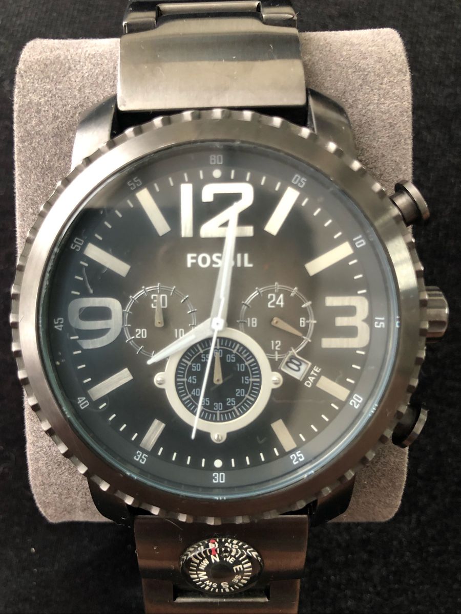 Rel gio Fossil Modelo Jr 1252 com B ssola Pulseira de Couro