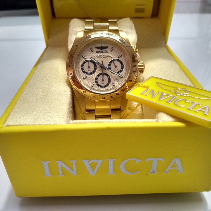 Relogio Invicta Men s 14929 Speedway Banhado a Ouro 18k Raro Relogio Masculino Invicta Usado 47222373 enjoei