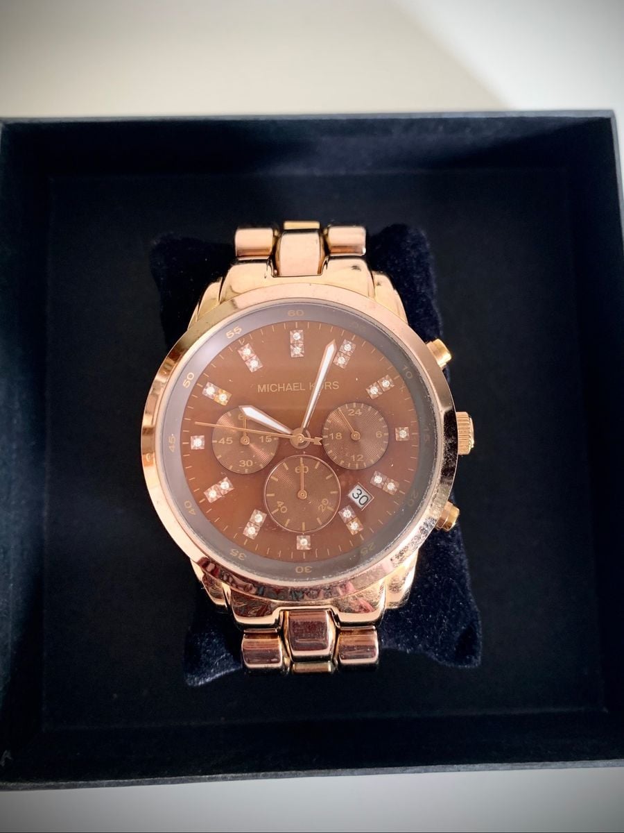 relogio michael kors marrom com dourado