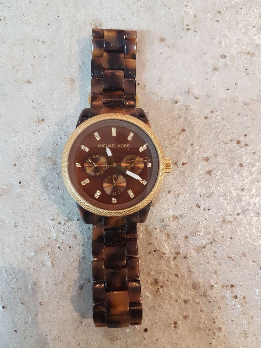 relogio michael kors marrom com dourado