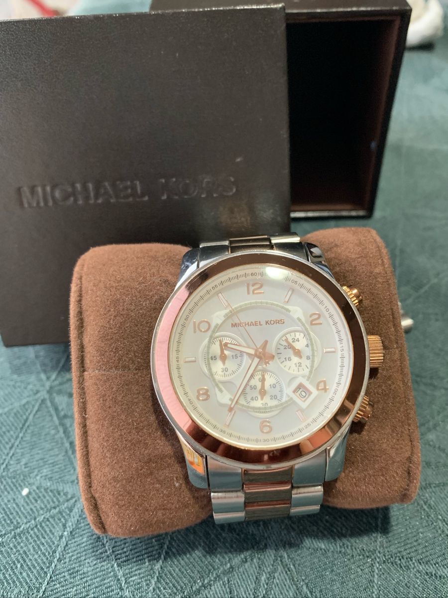 relogio michael kors prata e rose