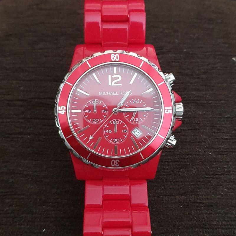 Relogio michael hot sale kors vermelho