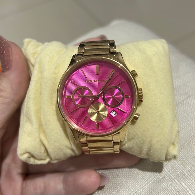 Relogio michael hot sale kors fundo rosa