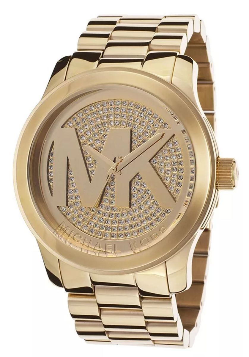 relogio mk dourado