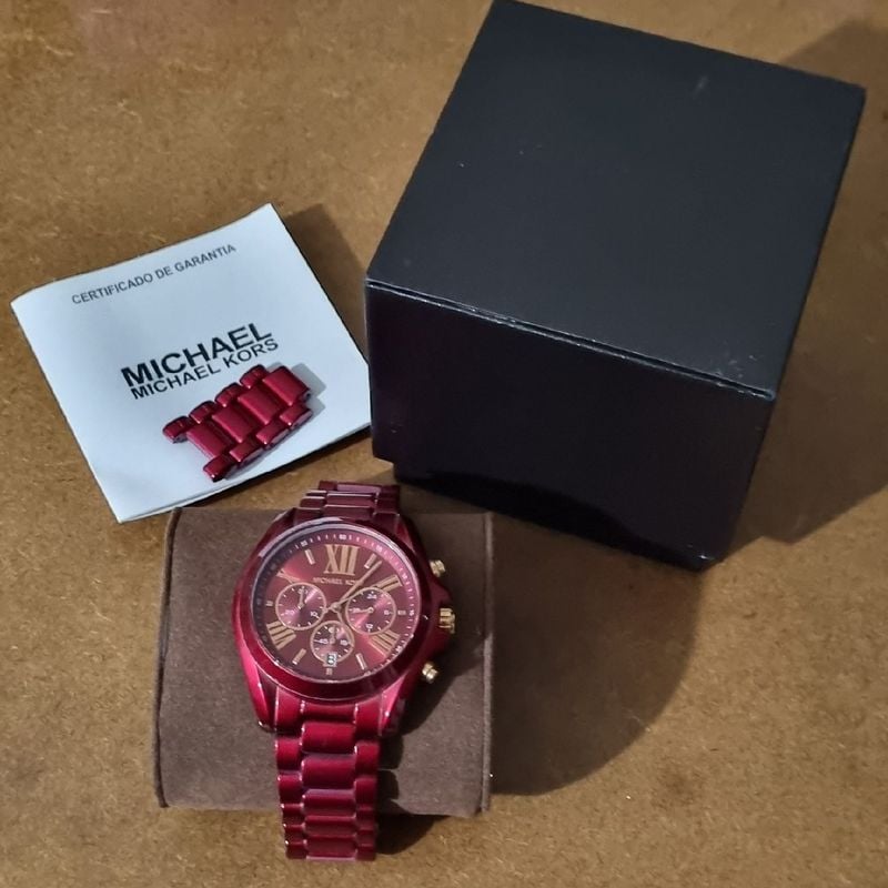 Relógio Mk Vermelho Carmim Relógio Feminino Michael Kors Usado