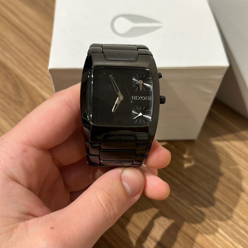 稼働 NIXON THE BANKS ニクソン バンクス オールブラック Relógio Nixon Banks All Black | Relógio Masculino Nixon Usado