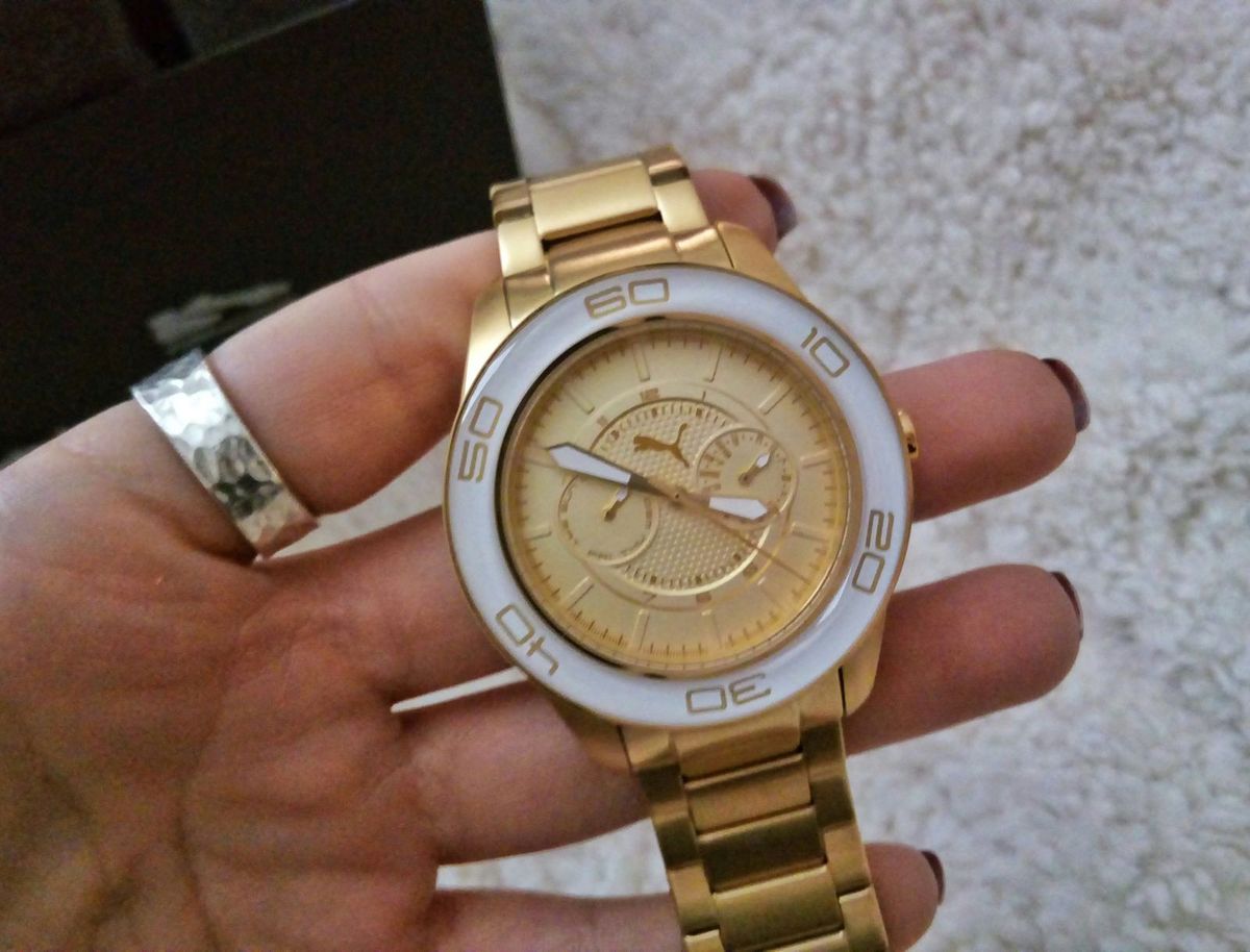 relogio feminino puma dourado