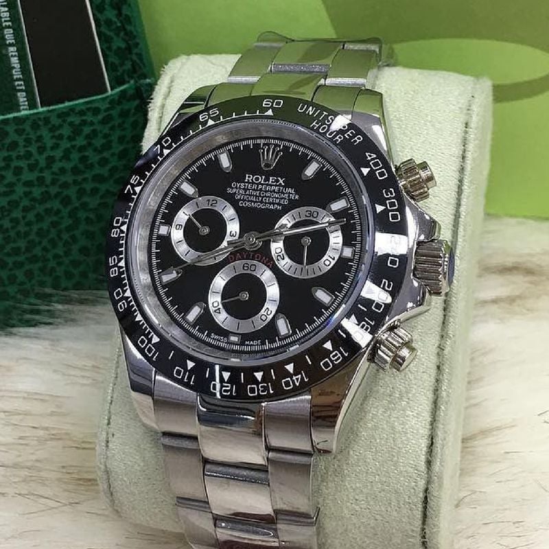 Rel gio Rolex Daytona Prata com Fundo Preto Rel gio Masculino